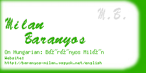 milan baranyos business card